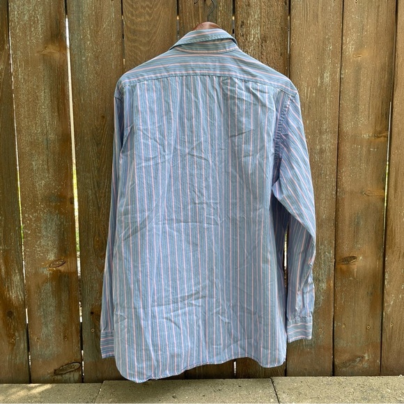 POLO RALPH LAUREN Men’s Blue Pink Stripe Button Down Long Sleeve Shirt 17.5 44 - Picture 8 of 12